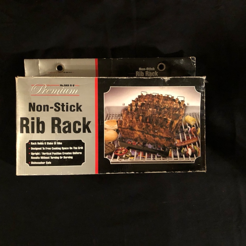 Mr BBQ Premium Non-Stick Rib Rack - Silver and Black